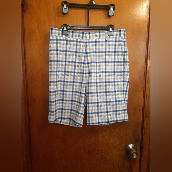 Nike Mens Stripe Golf Shorts Blue Purple Stripe Size 32 M - Picture 1 of 5